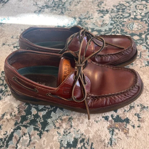 Sperry Men's Dark Brown Leather Boat Shoes - Picture 2 of 5